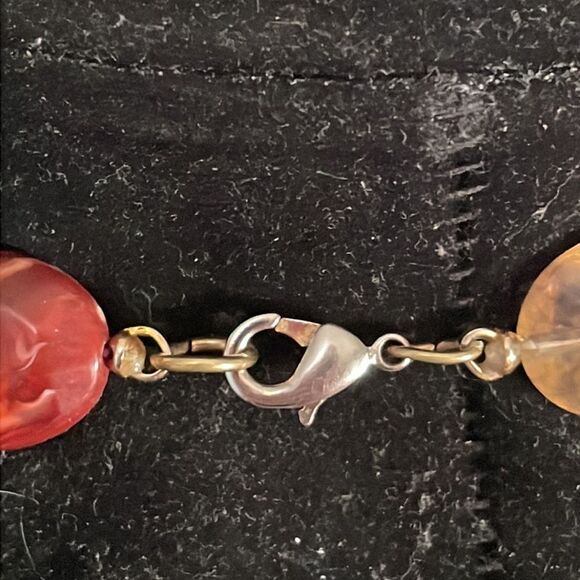 32” multi amber tone translucent oval beaded necklace that can be worn many ways - Picture 10 of 13